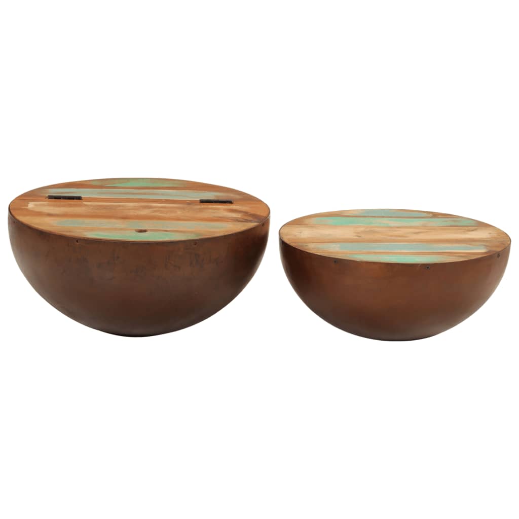 Tables basses en forme de bol 2 pcs bois de récupération massif - XIOS