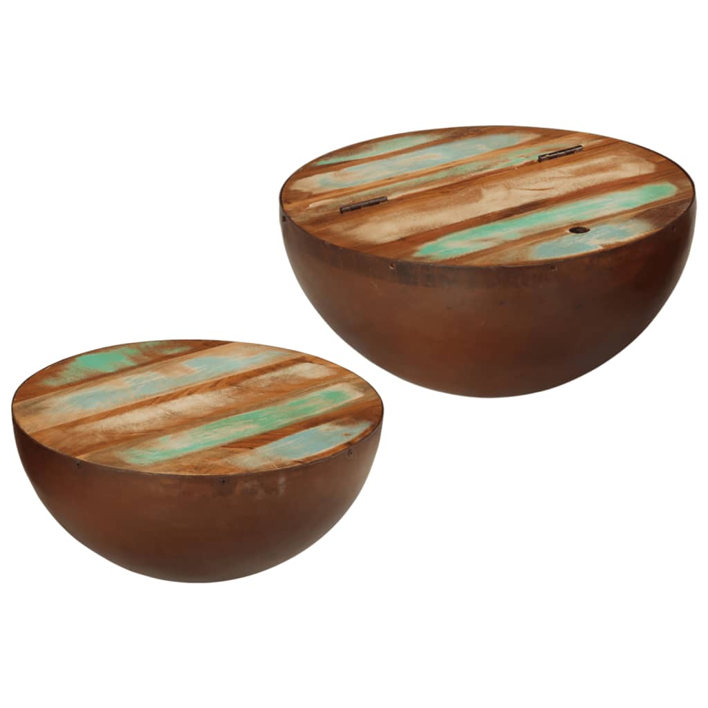 Tables basses en forme de bol 2 pcs bois de récupération massif - XIOS