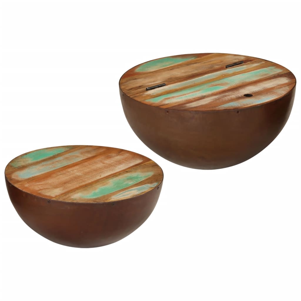 Tables basses en forme de bol 2 pcs bois de récupération massif - XIOS