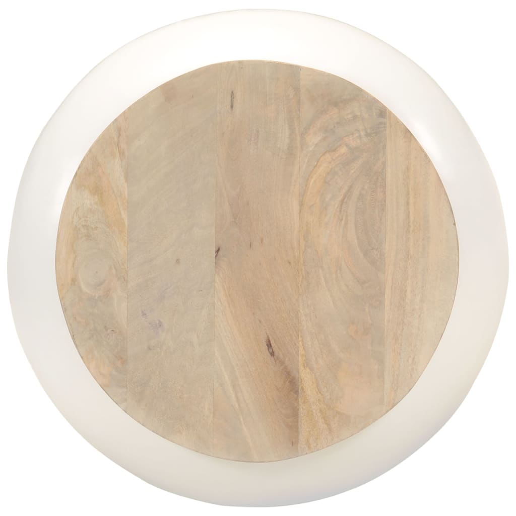 Table basse blanc 51x51x27 cm bois de manguier massif - XIOS