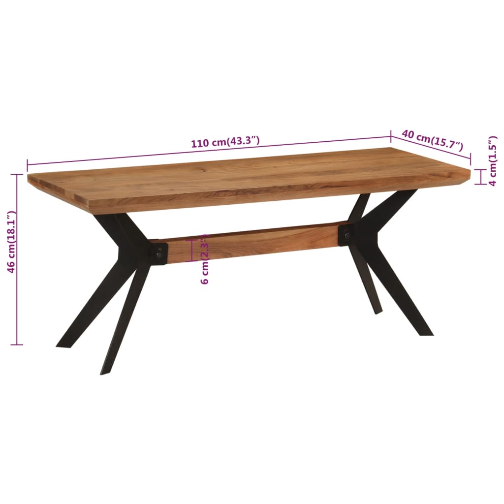 Banc de salle à manger 110x40x46 cm bois massif acacia et acier - XIOS