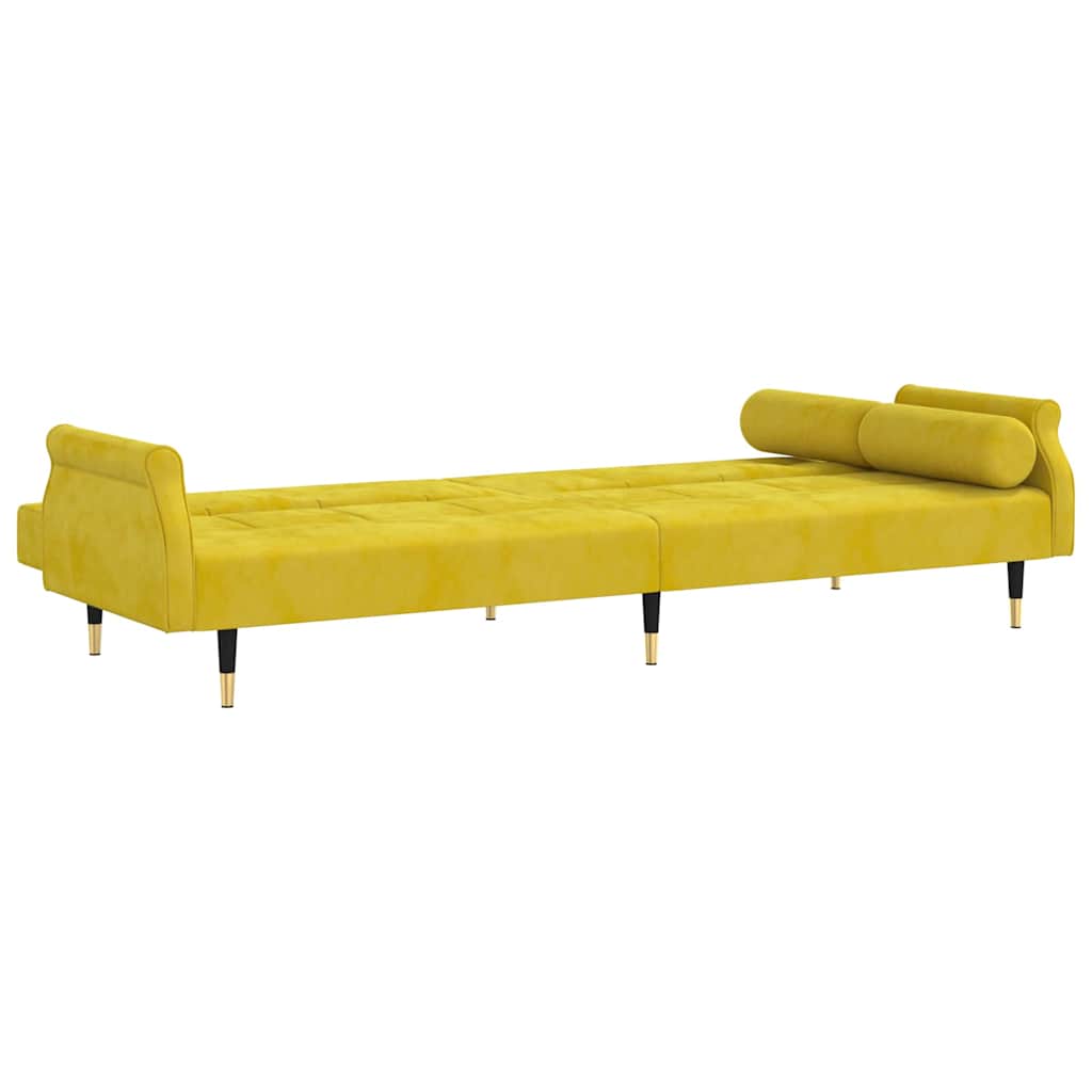 Canapé-lit avec coussins jaune velours - XIOS