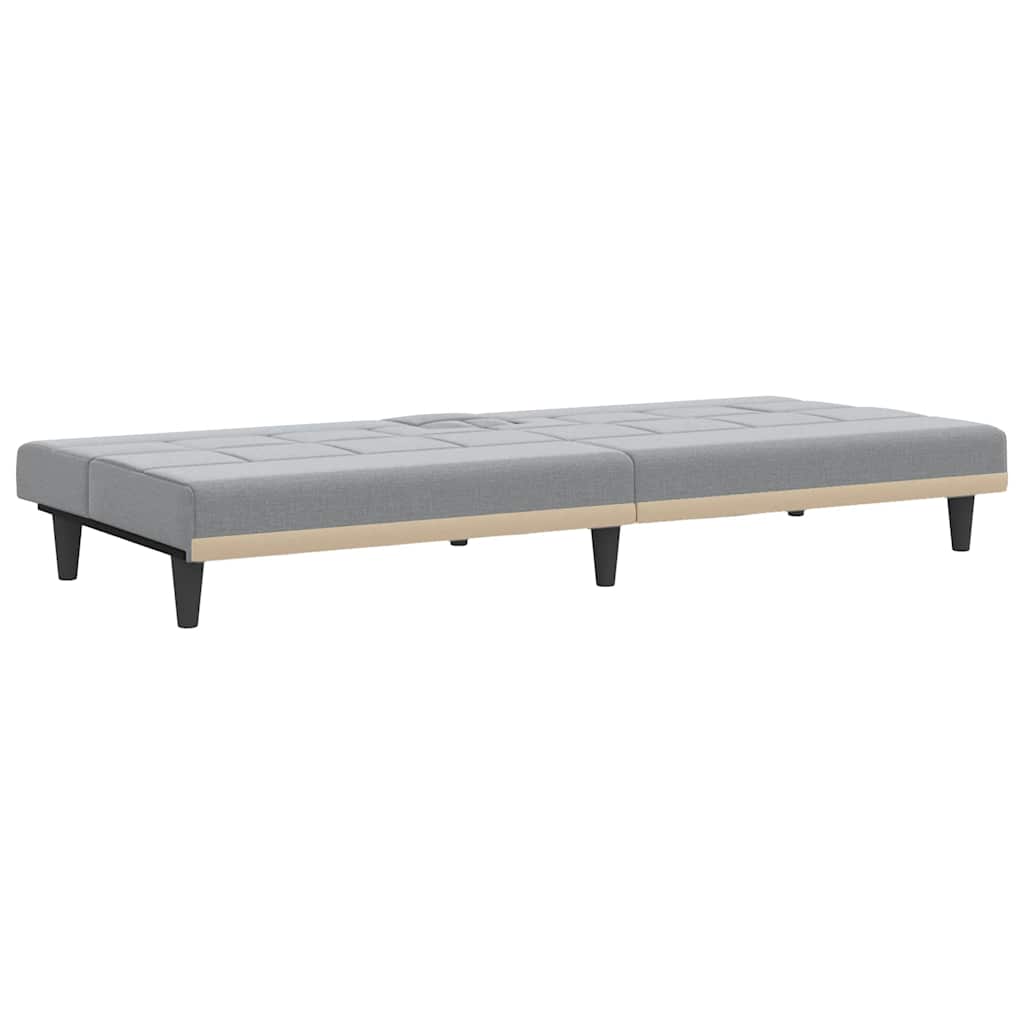 Canapé-lit avec porte-gobelets gris clair tissu - XIOS