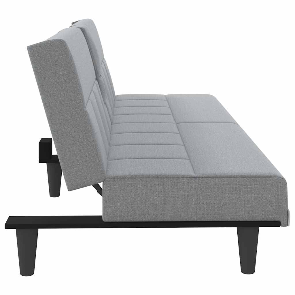 Canapé-lit avec porte-gobelets gris clair tissu - XIOS