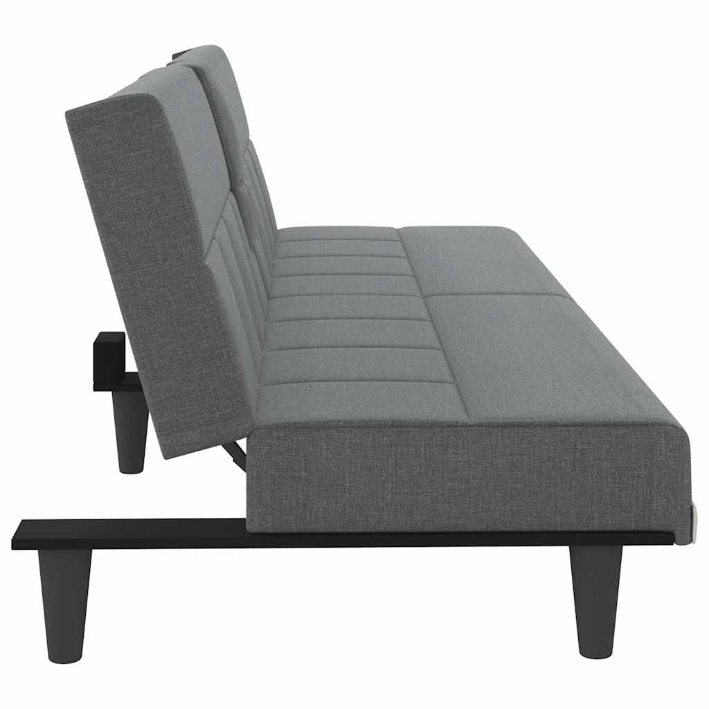 Canapé-lit avec porte-gobelets gris foncé tissu - XIOS