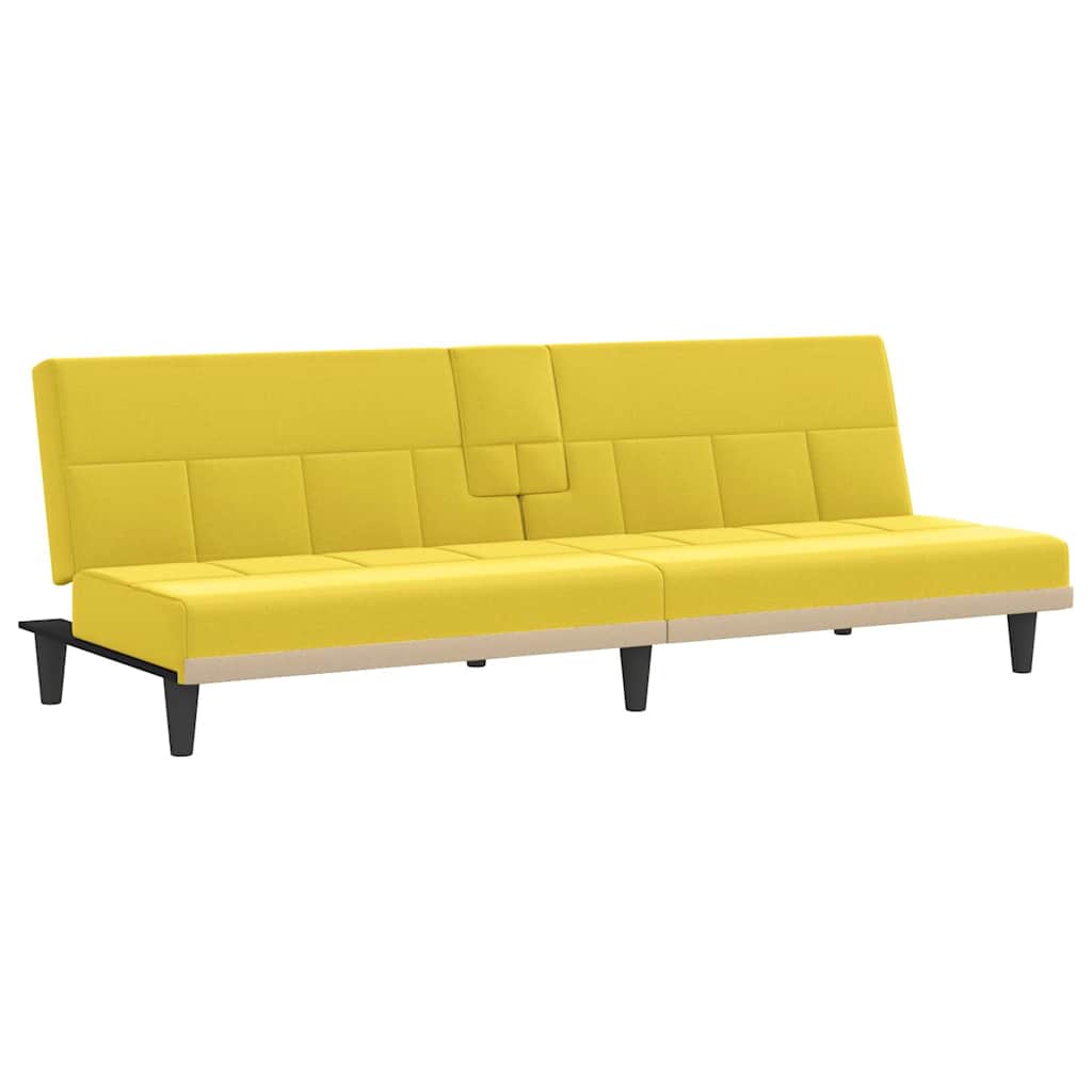 Canapé-lit avec porte-gobelets jaune clair tissu - XIOS