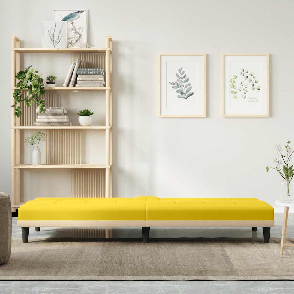 Canapé-lit avec porte-gobelets jaune clair tissu - XIOS