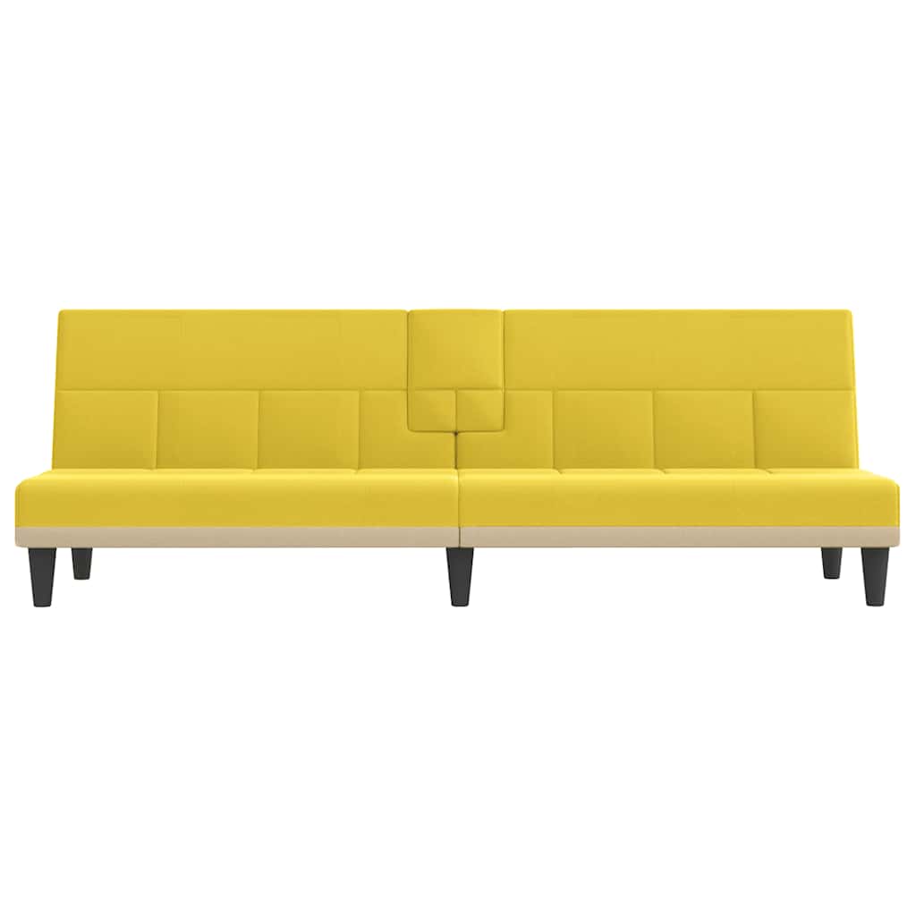 Canapé-lit avec porte-gobelets jaune clair tissu - XIOS