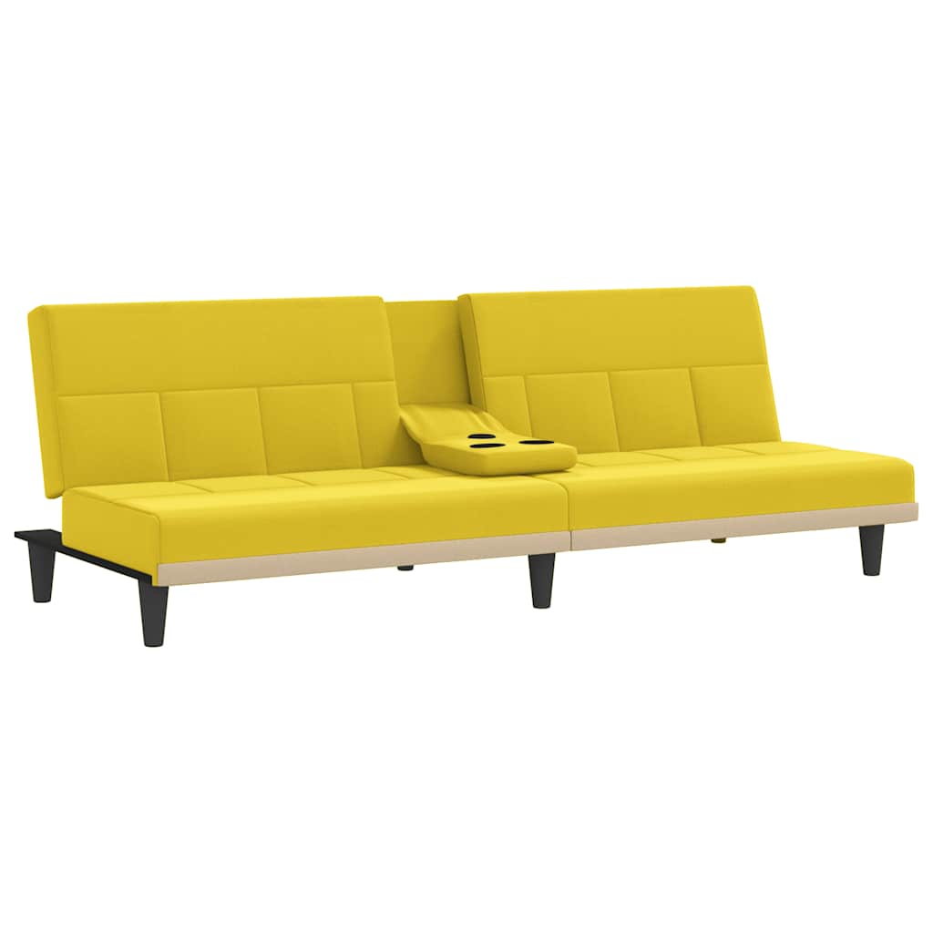 Canapé-lit avec porte-gobelets jaune clair tissu - XIOS