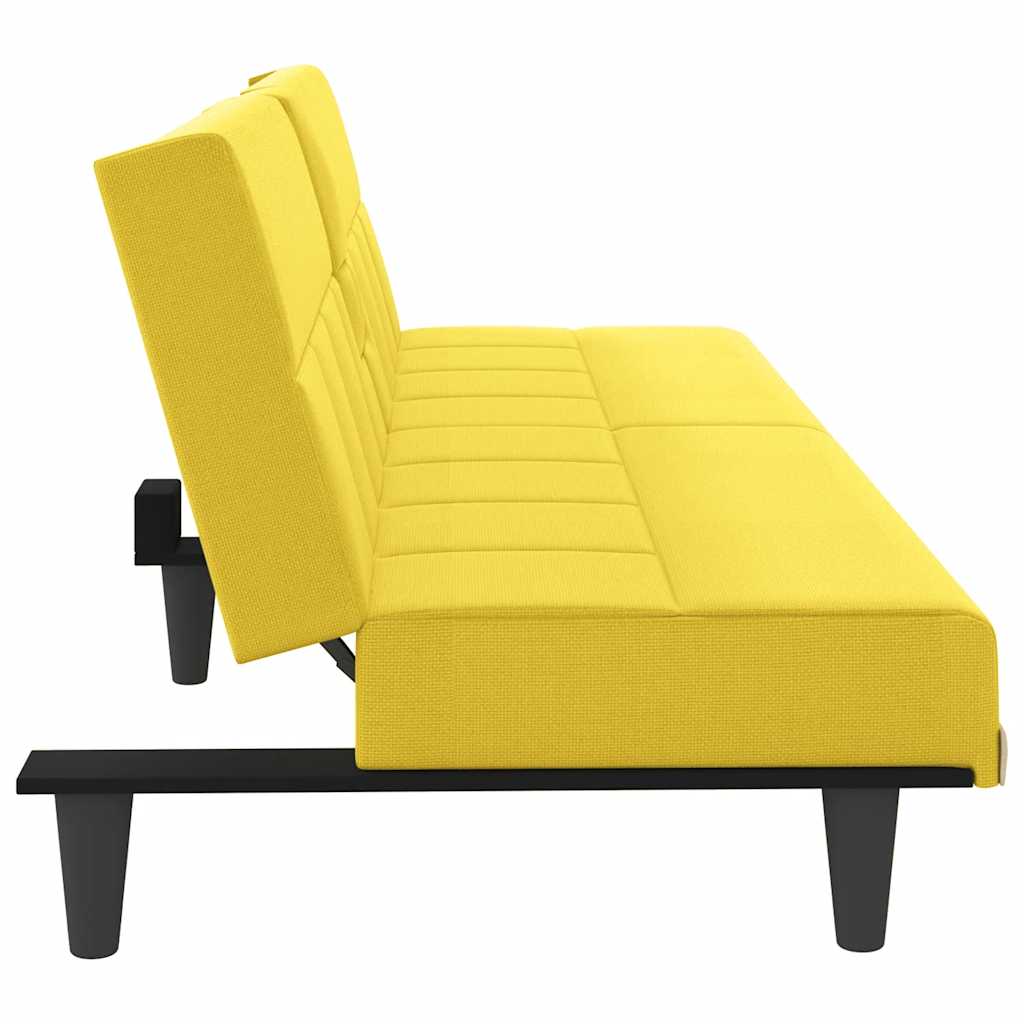 Canapé-lit avec porte-gobelets jaune clair tissu - XIOS