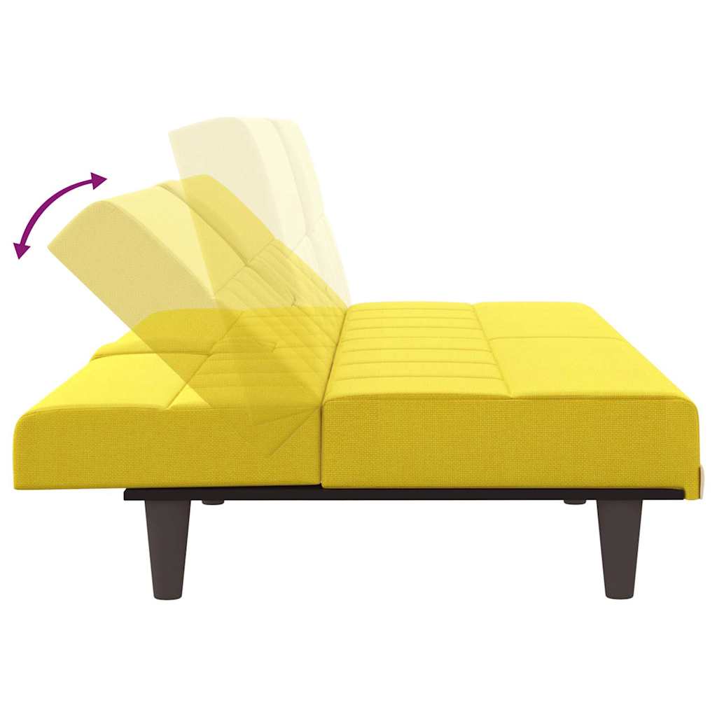 Canapé-lit avec porte-gobelets jaune clair tissu - XIOS