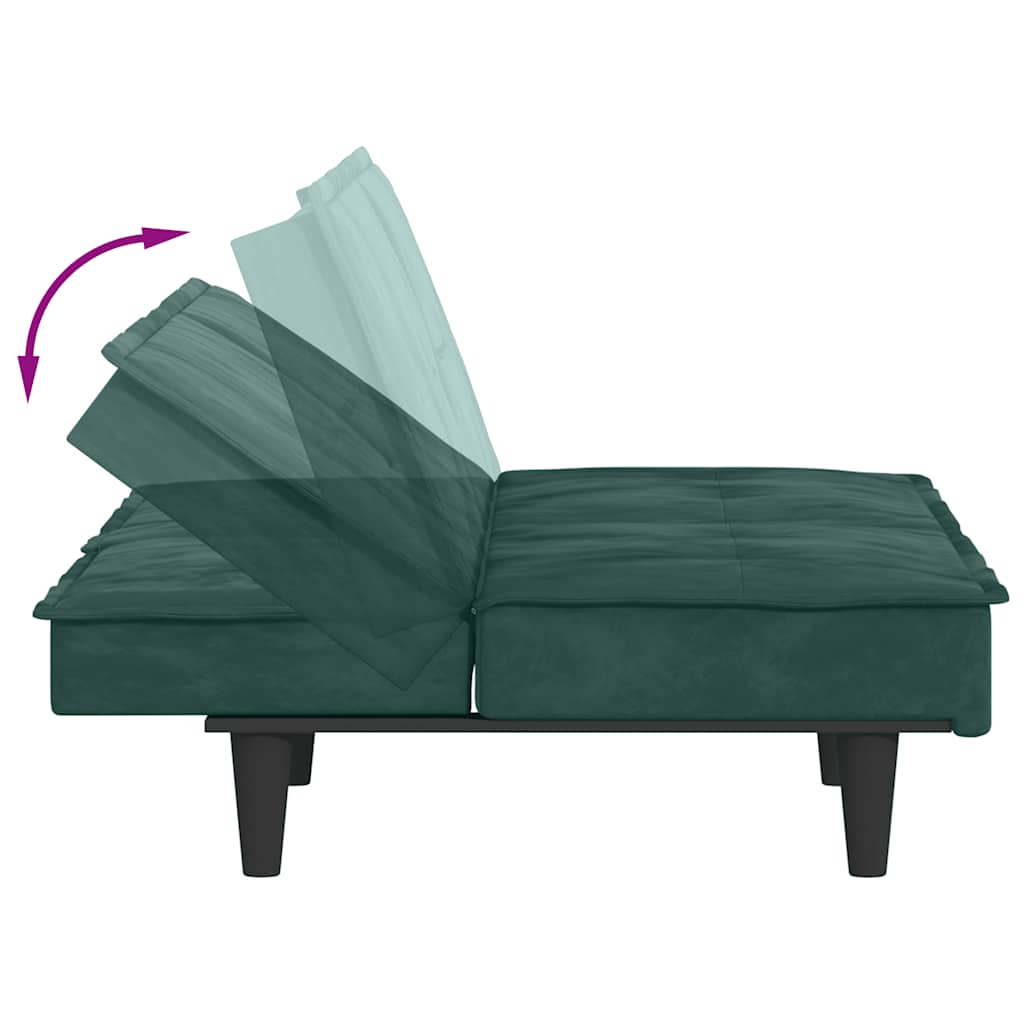 Canapé-lit avec porte-gobelets vert foncé velours - XIOS