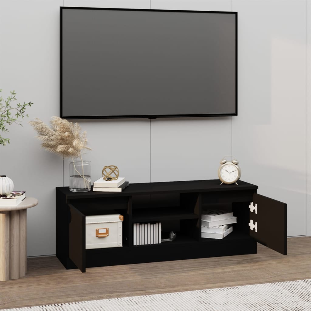Meuble TV avec porte Noir 102x30x36 cm - XIOS