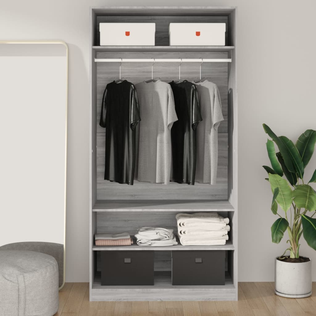 Garde-robe sonoma gris 100x50x200 cm bois d'ingénierie - XIOS
