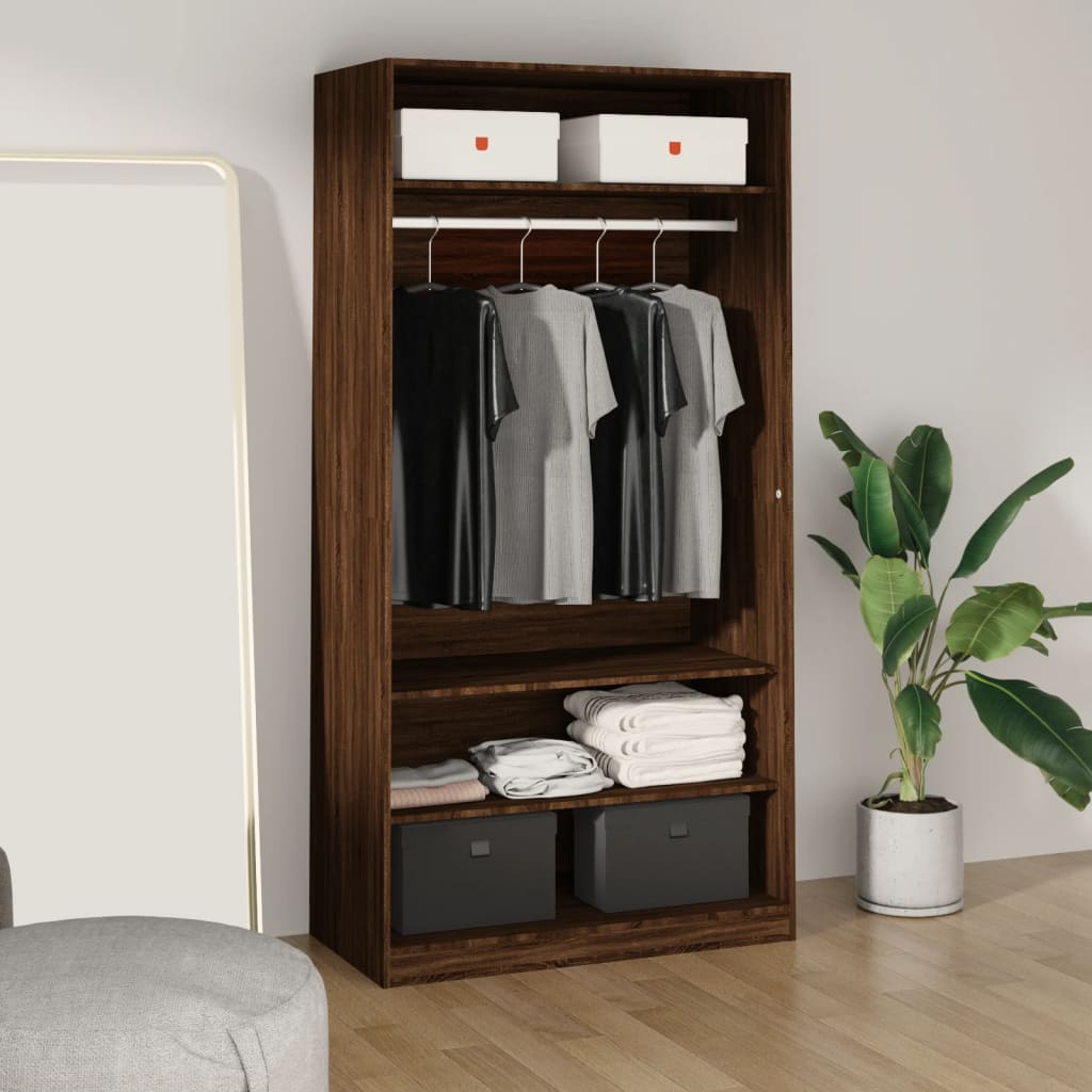 Garde-robe chêne marron 100x50x200 cm bois d'ingénierie - XIOS
