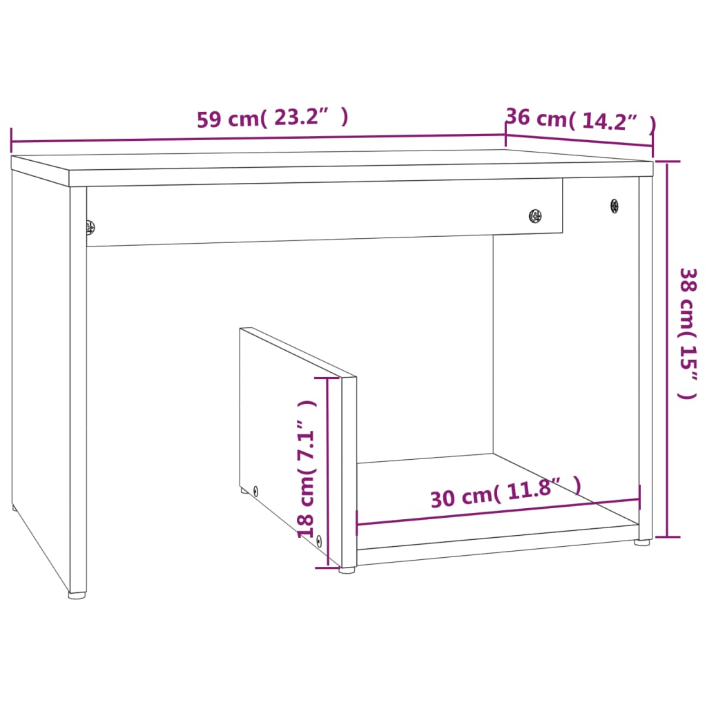 Table d'appoint Chêne fumé 59x36x38 cm Bois d'ingénierie - XIOS
