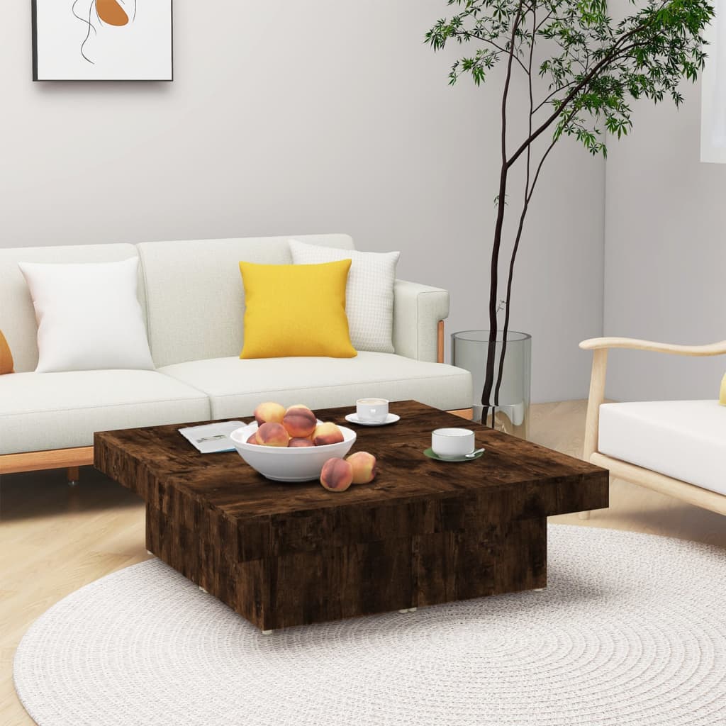 Table basse Chêne fumé 90x90x28 cm Bois d'ingénierie - XIOS