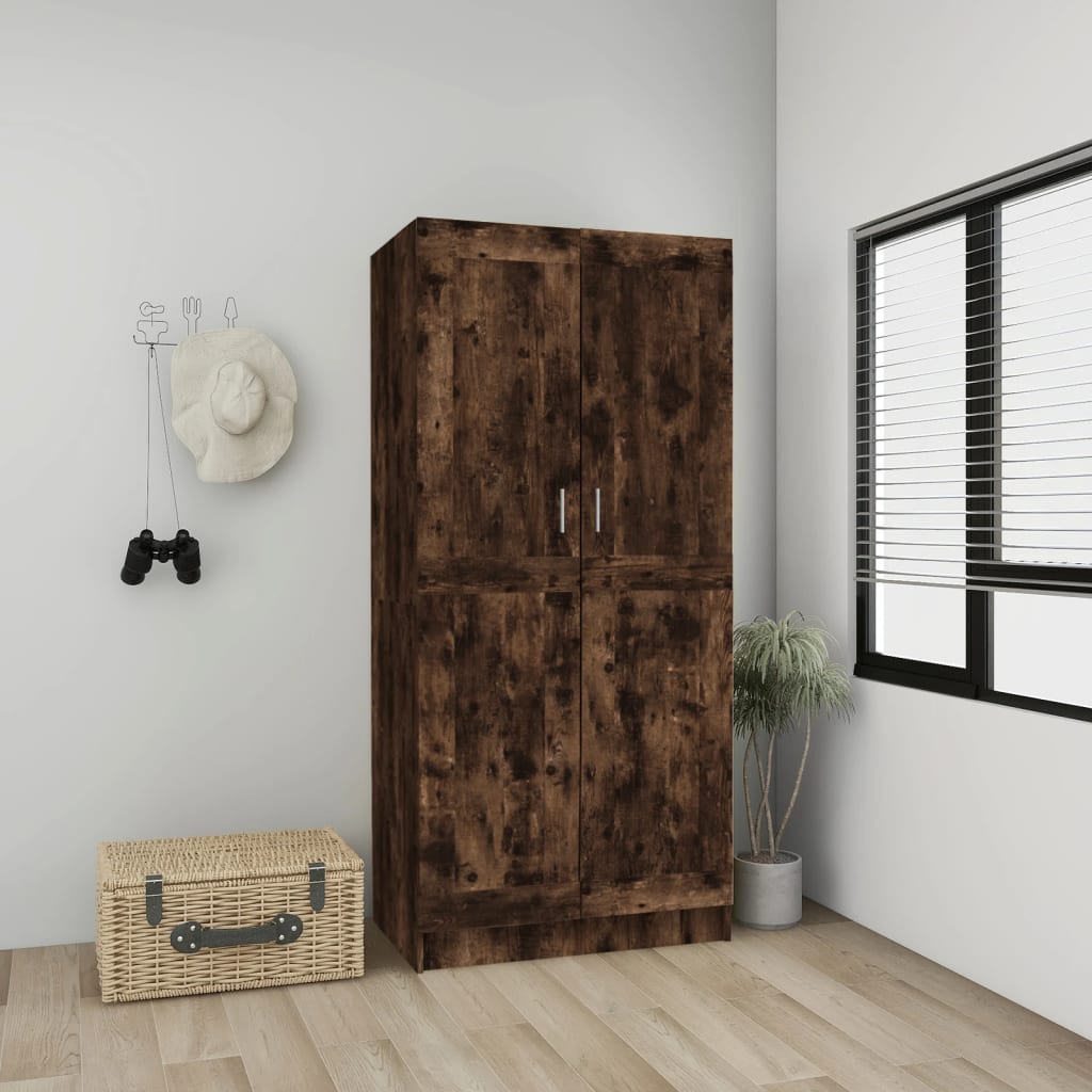 Garde-robe Chêne fumé 82,5x51,5x180 cm Bois d'ingénierie Armoires vidaXL