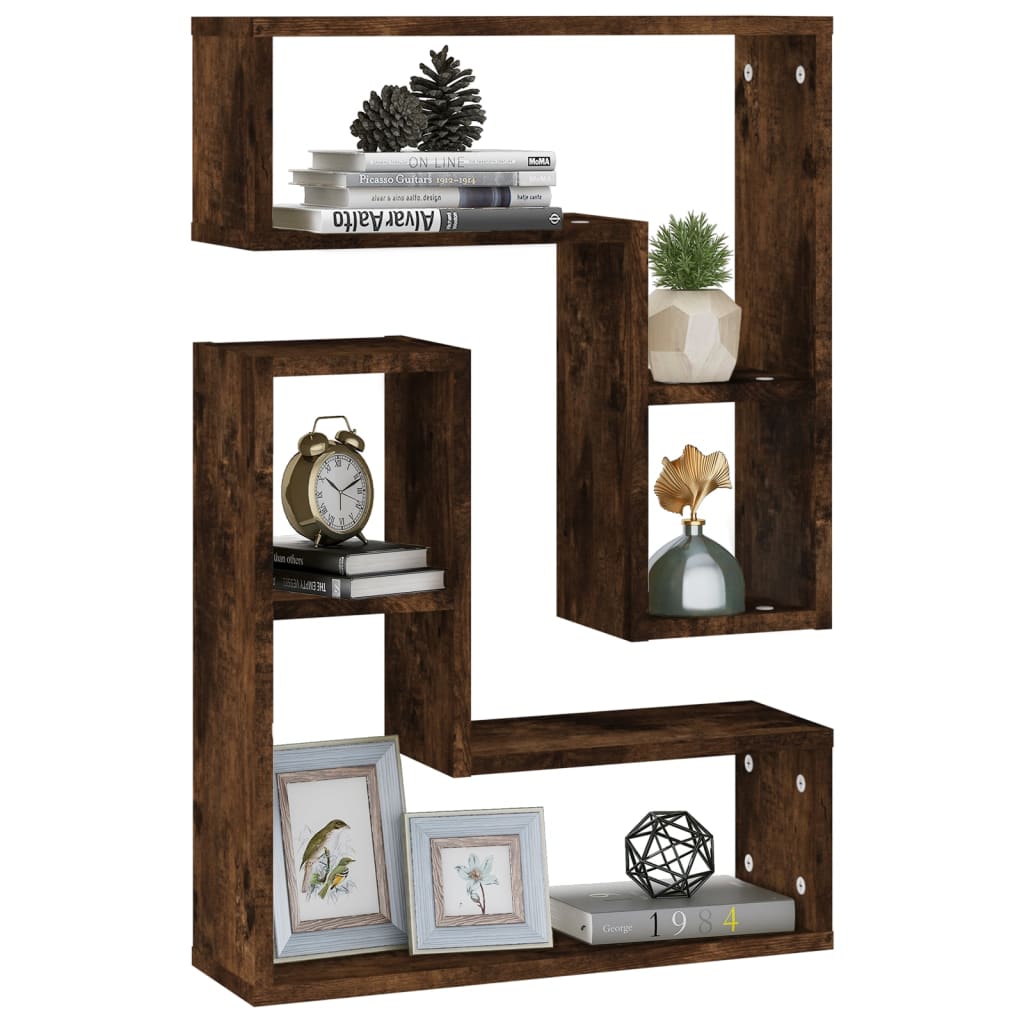 Étagères murales 2 pcs Chêne fumé 50x15x50 cm Bois d'ingénierie - XIOS