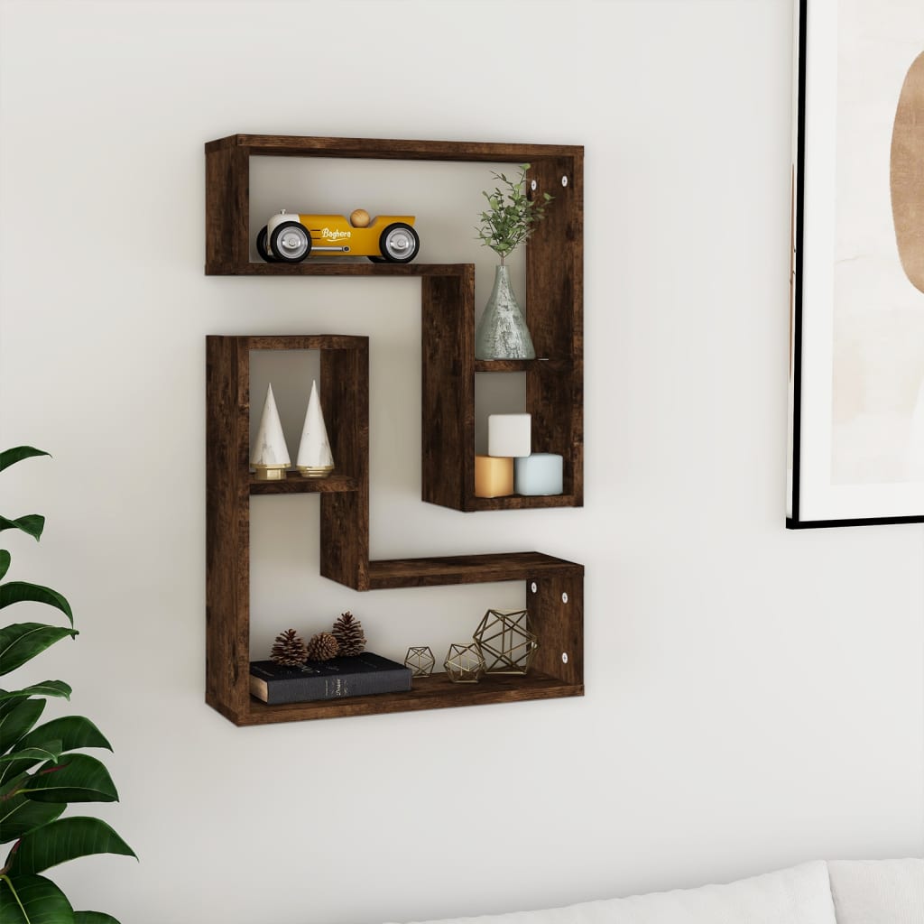 Étagères murales 2 pcs Chêne fumé 50x15x50 cm Bois d'ingénierie - XIOS