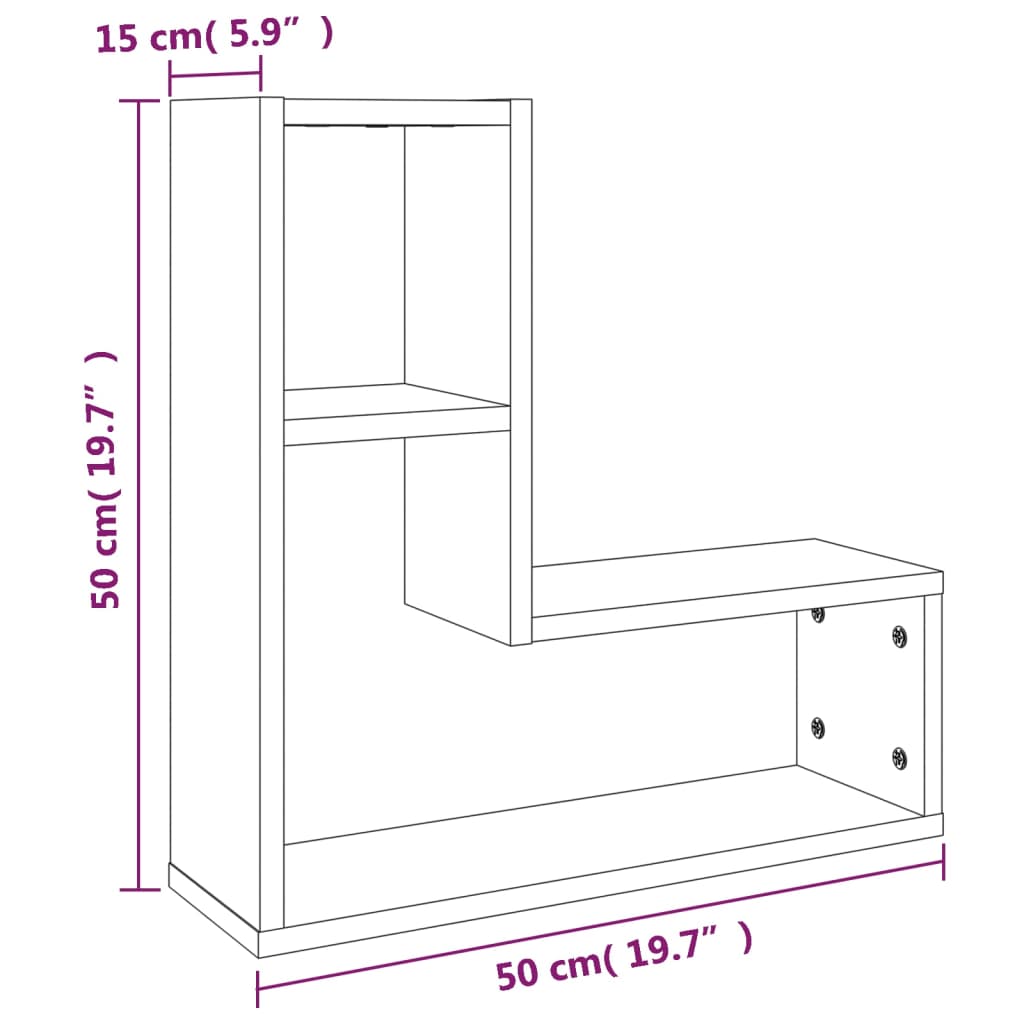 Étagères murales 2pcs Sonoma gris 50x15x50 cm Bois d’ingénierie - XIOS