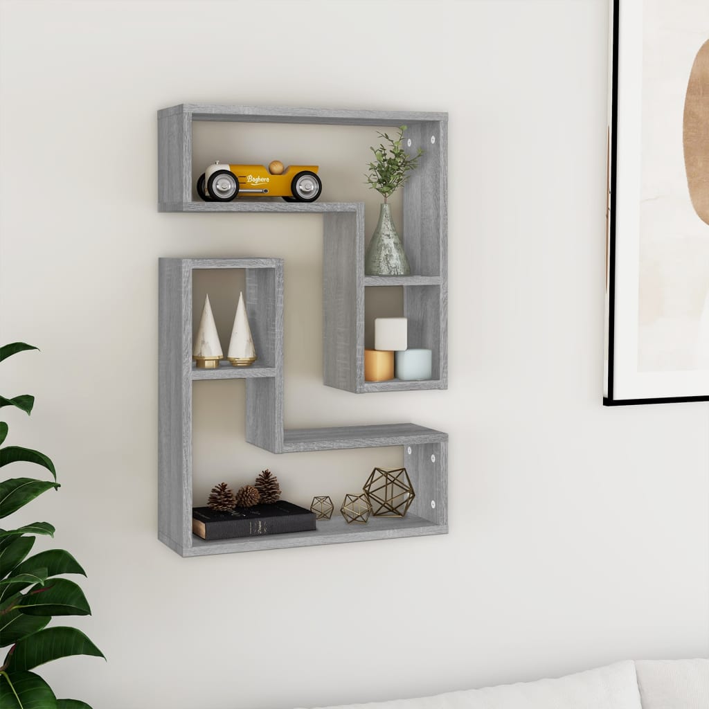 Étagères murales 2pcs Sonoma gris 50x15x50 cm Bois d’ingénierie - XIOS