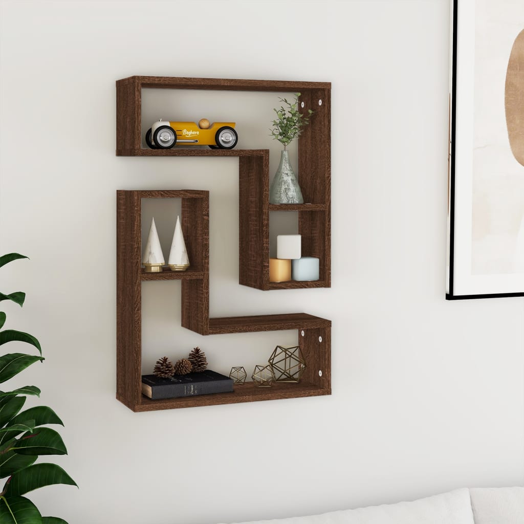 Étagères murales 2 pcs Chêne marron 50x15x50 cm Bois ingénierie - XIOS