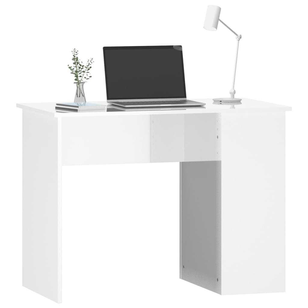 Bureau Blanc brillant 100x55x75 cm Bois d'ingénierie Bureaux vidaXL