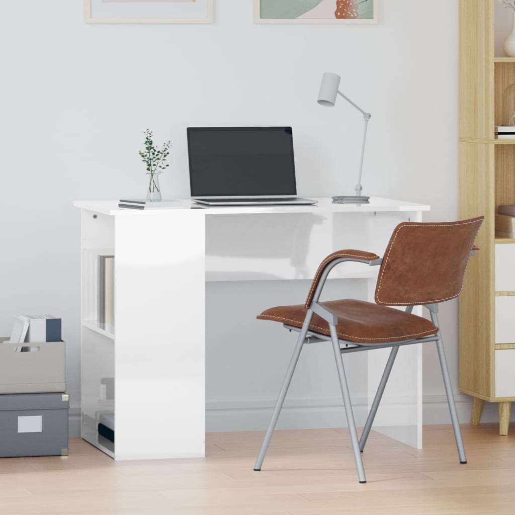 Bureau Blanc brillant 100x55x75 cm Bois d'ingénierie Bureaux vidaXL