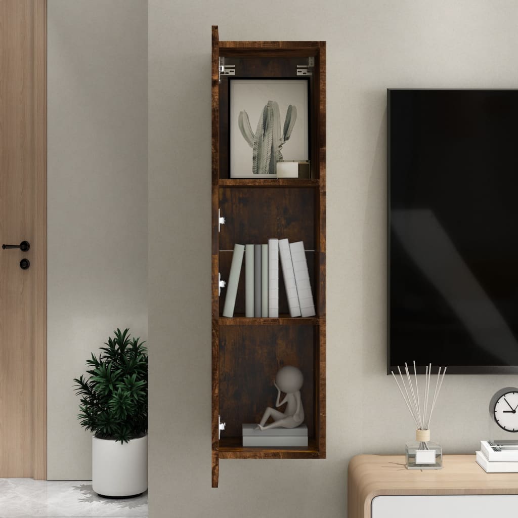 Meuble TV mural Chêne fumé 30,5x30x110 cm - XIOS