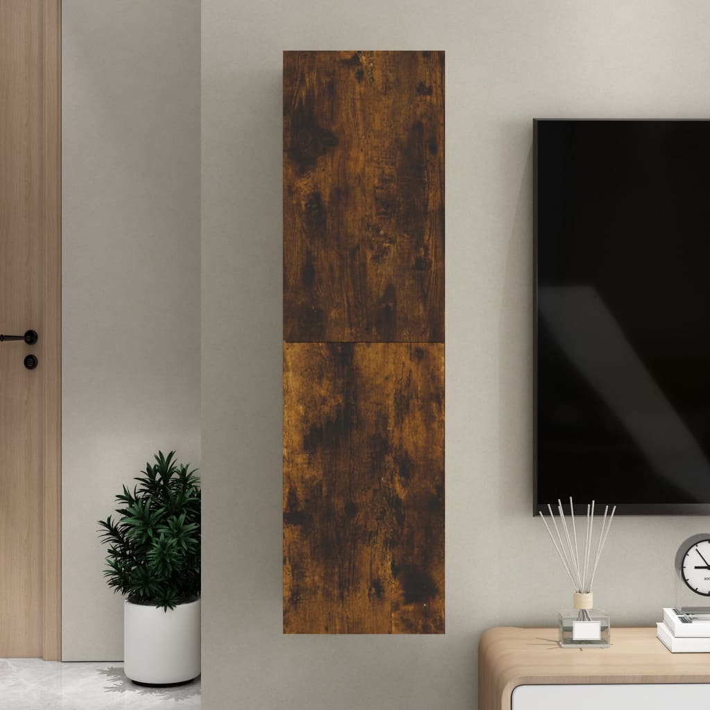 Meuble TV mural Chêne fumé 30,5x30x110 cm - XIOS
