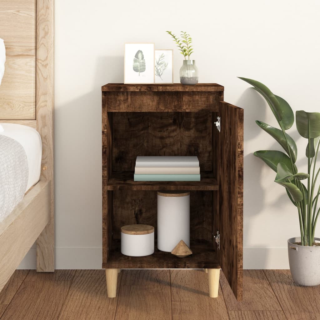 Table de chevet chêne fumé 40x35x70 cm bois d'ingénierie - XIOS