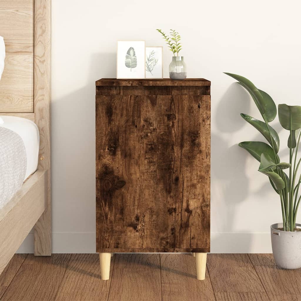 Table de chevet chêne fumé 40x35x70 cm bois d'ingénierie - XIOS