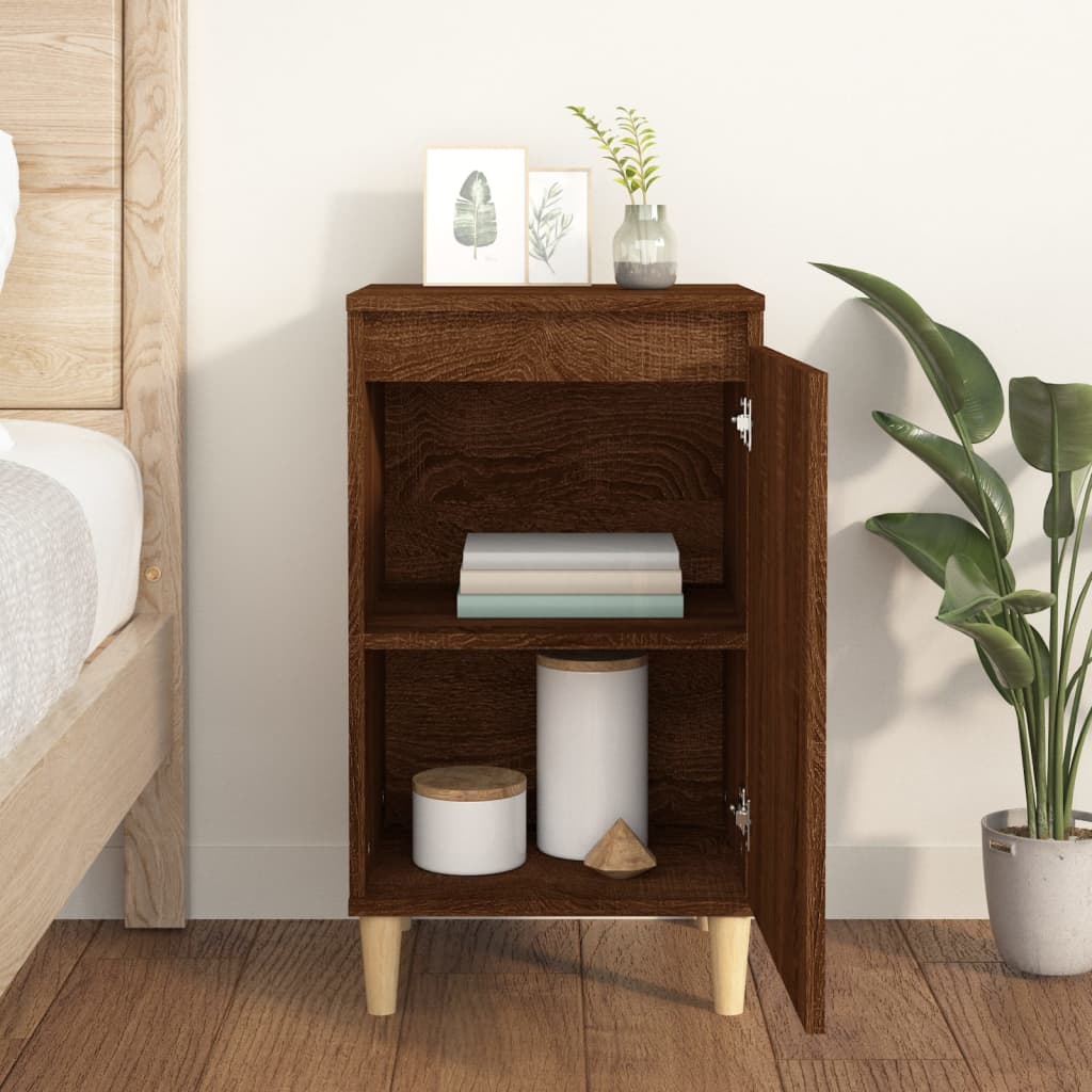 Table de chevet chêne marron 40x35x70 cm bois d'ingénierie - XIOS