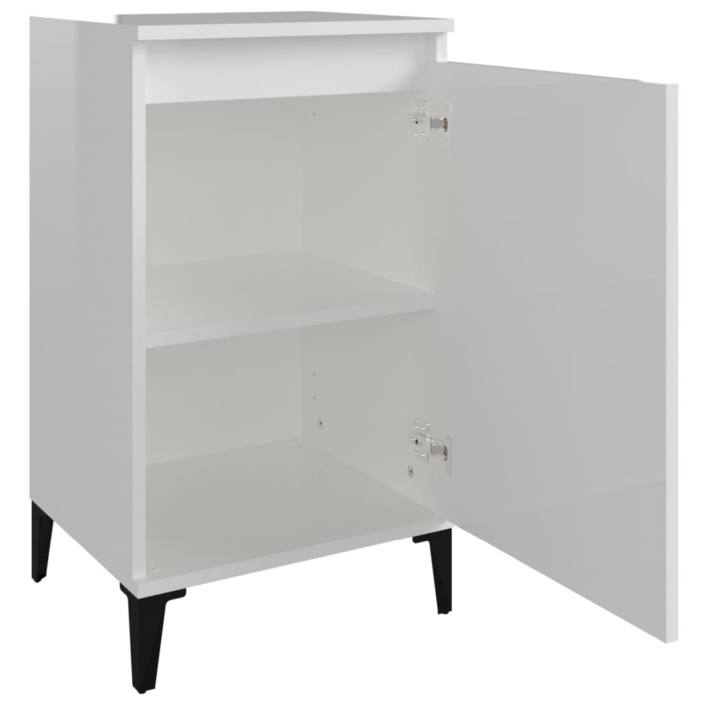 Table de chevet blanc brillant 40x35x70 cm bois d’ingénierie - XIOS