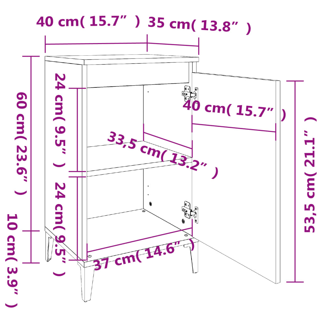 Table de chevet blanc brillant 40x35x70 cm bois d’ingénierie - XIOS