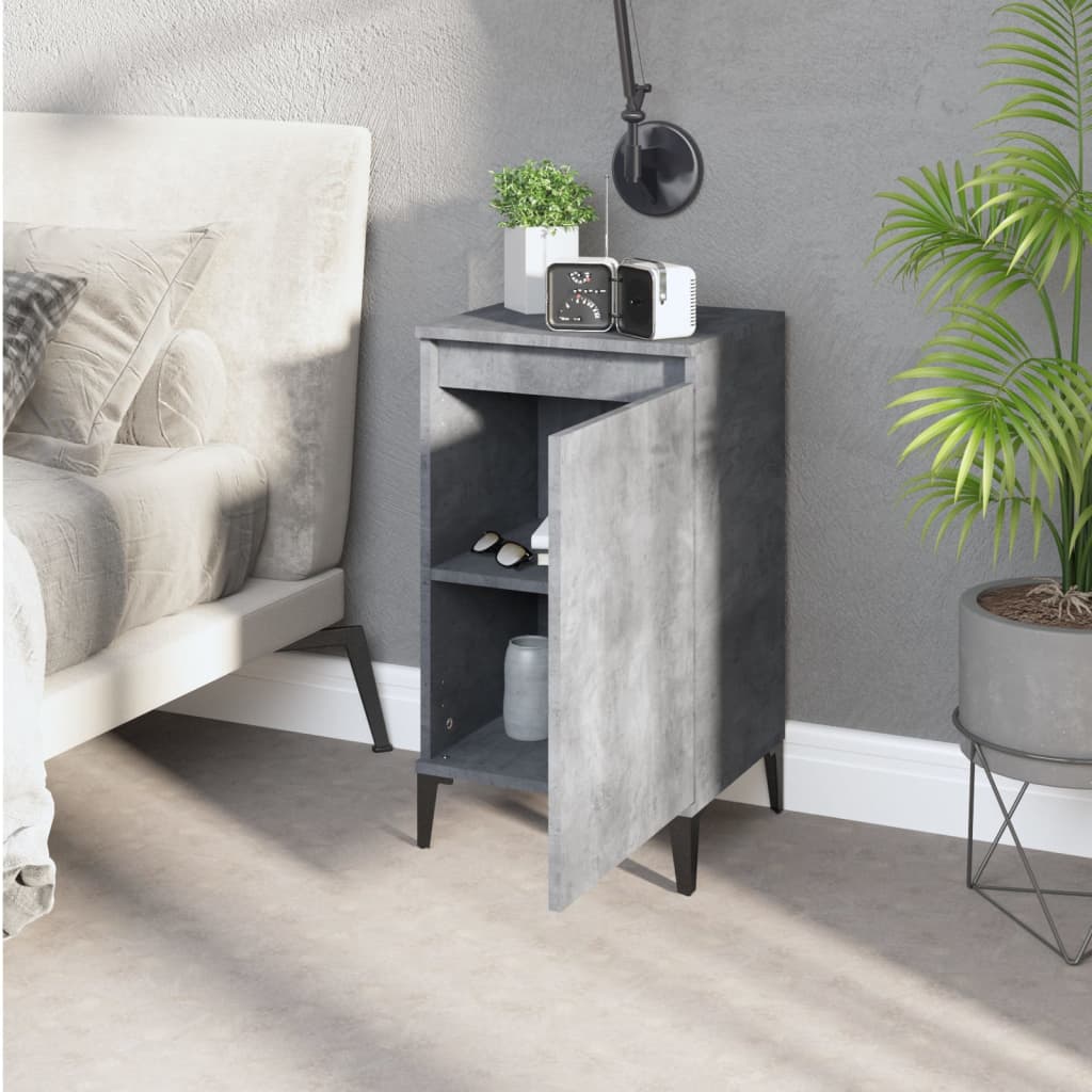 Table de chevet gris béton 40x35x70 cm bois d'ingénierie - XIOS