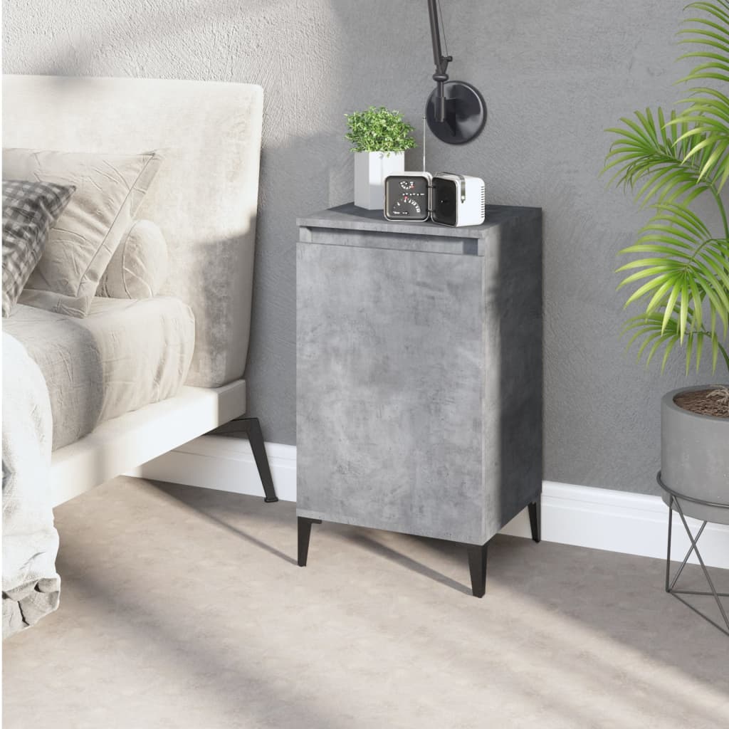 Table de chevet gris béton 40x35x70 cm bois d'ingénierie - XIOS