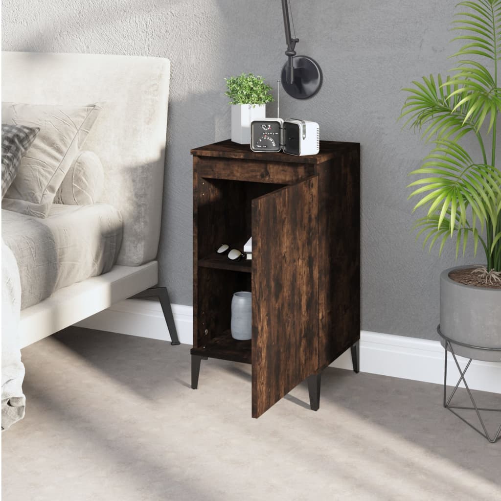 Table de chevet chêne fumé 40x35x70 cm bois d'ingénierie - XIOS