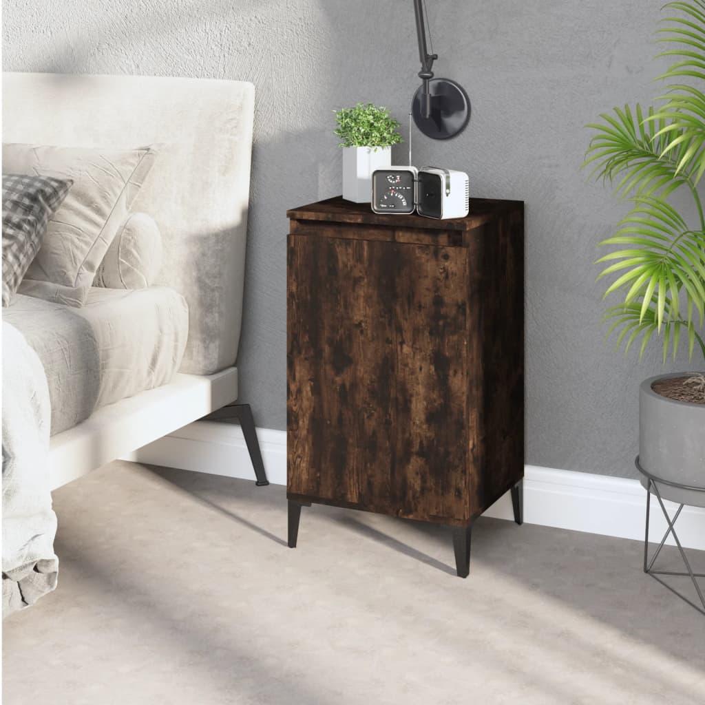 Table de chevet chêne fumé 40x35x70 cm bois d'ingénierie - XIOS