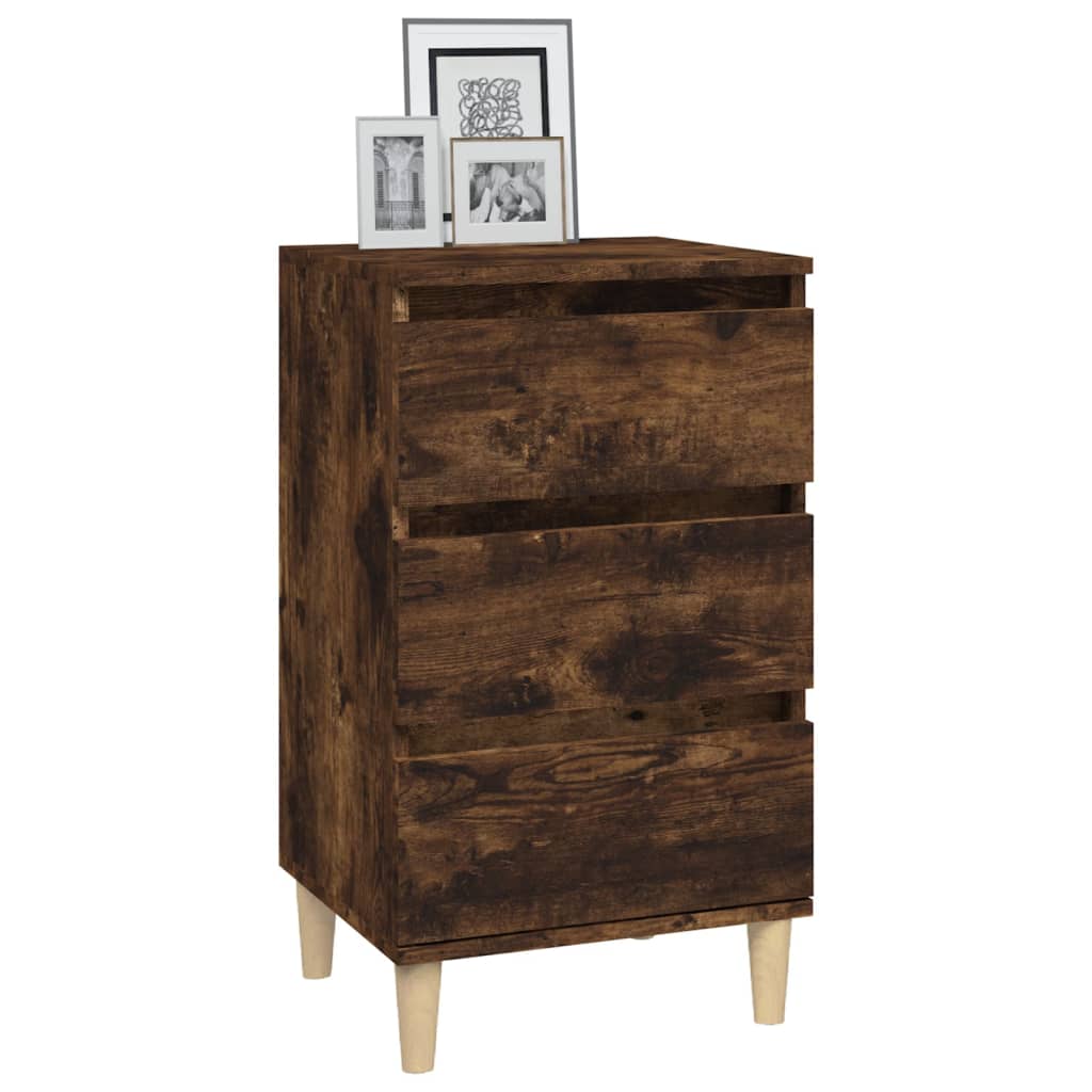 Table de chevet chêne fumé 40x35x70 cm bois d'ingénierie - XIOS
