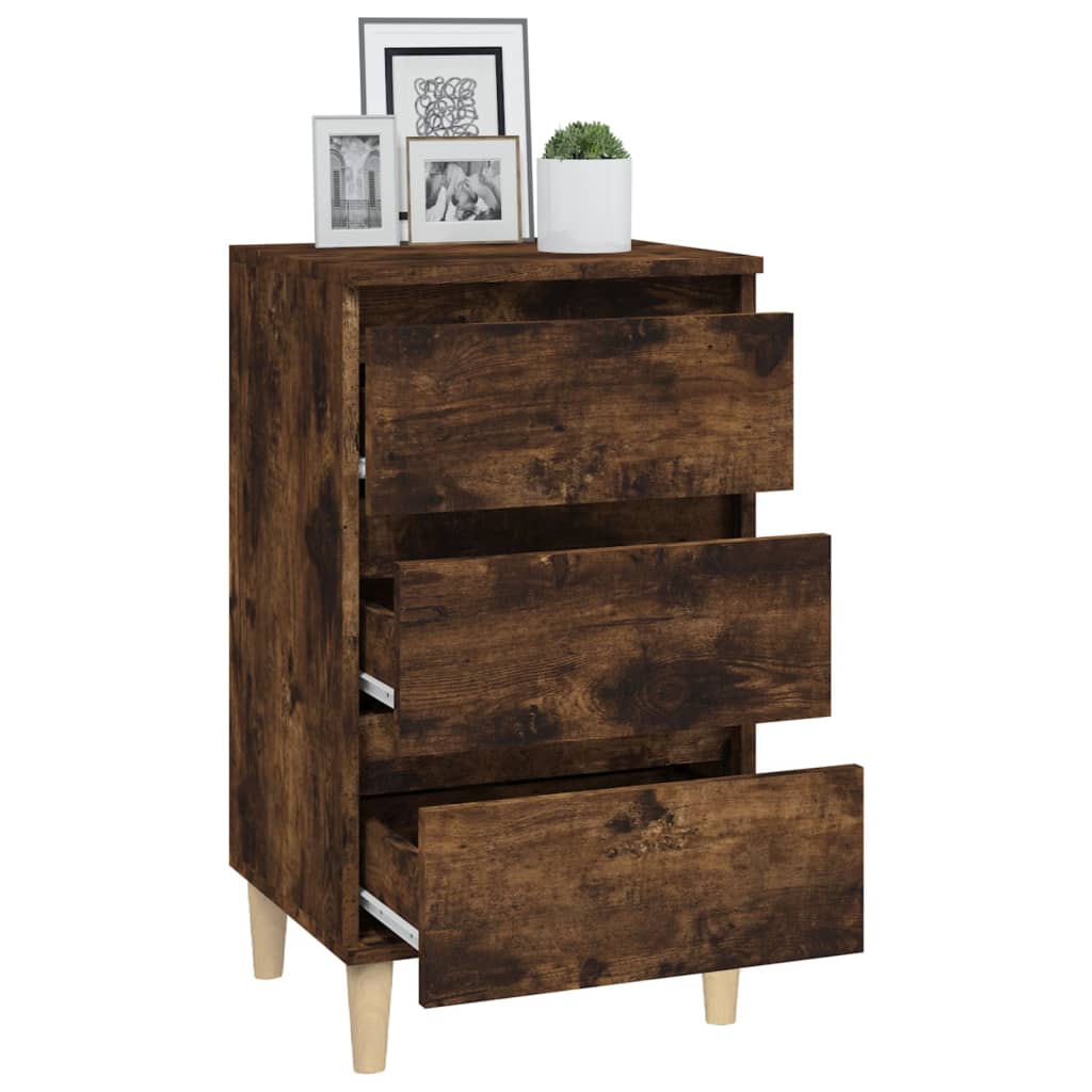 Table de chevet chêne fumé 40x35x70 cm bois d'ingénierie - XIOS