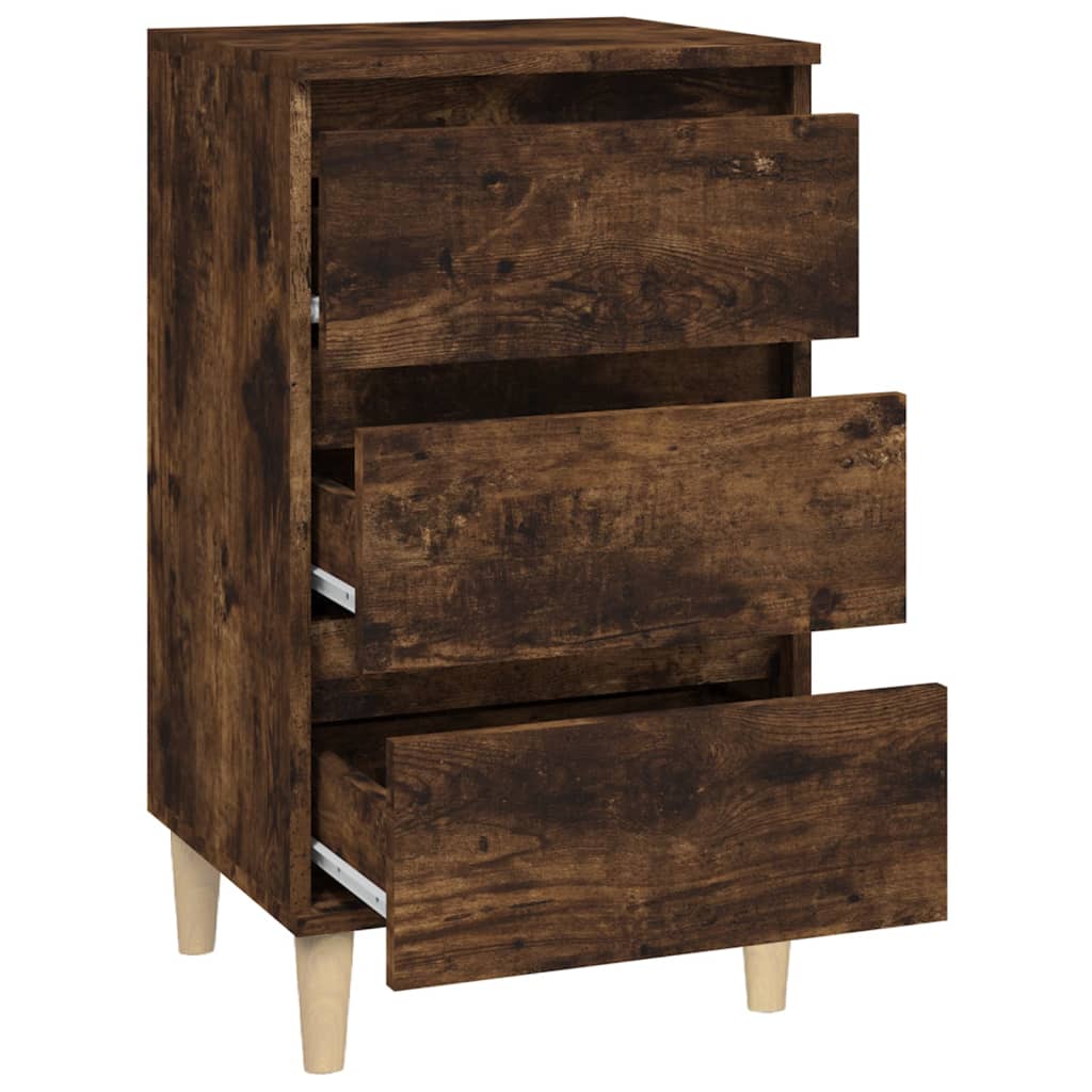 Table de chevet chêne fumé 40x35x70 cm bois d'ingénierie - XIOS