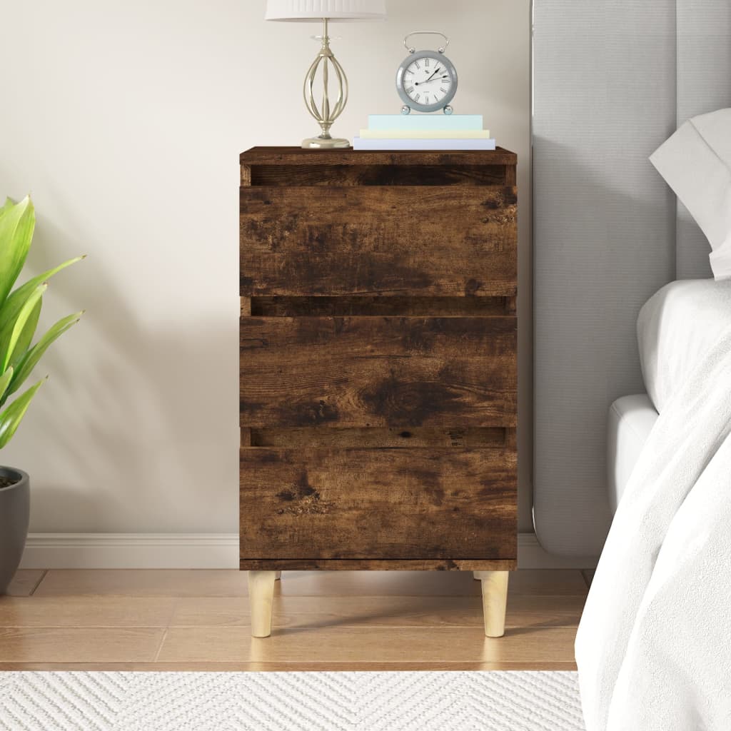 Table de chevet chêne fumé 40x35x70 cm bois d'ingénierie - XIOS