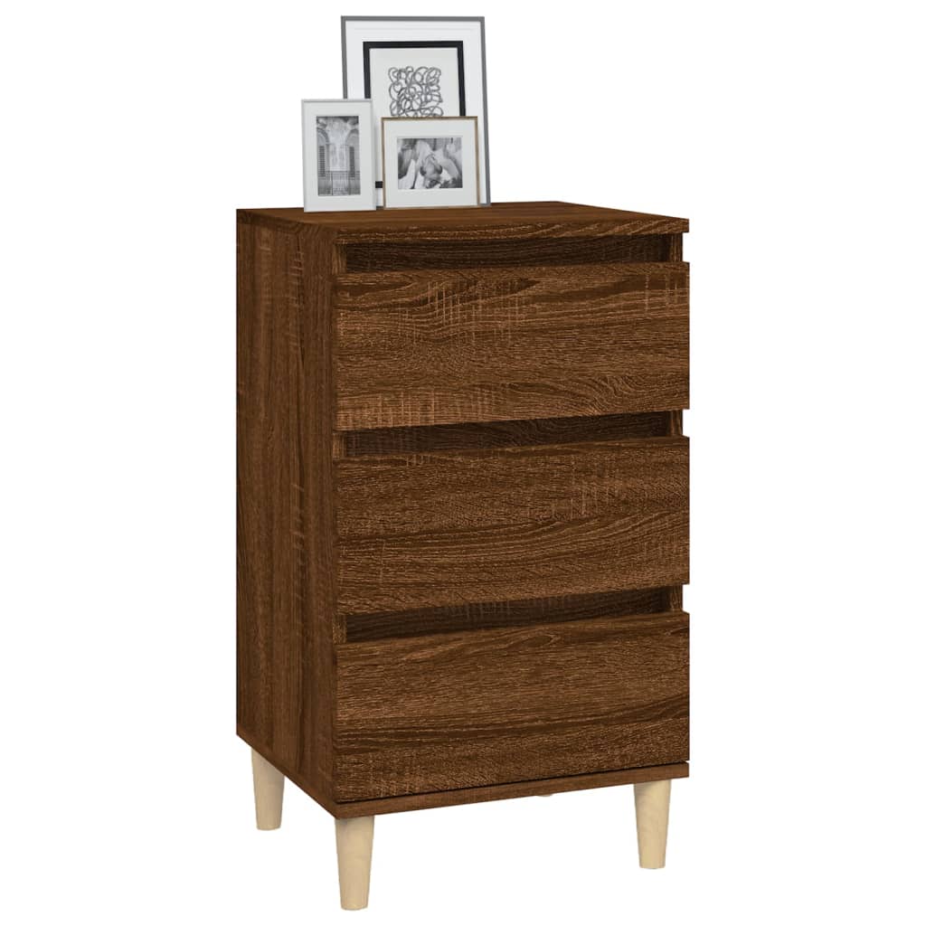 Table de chevet chêne marron 40x35x70 cm bois d'ingénierie - XIOS