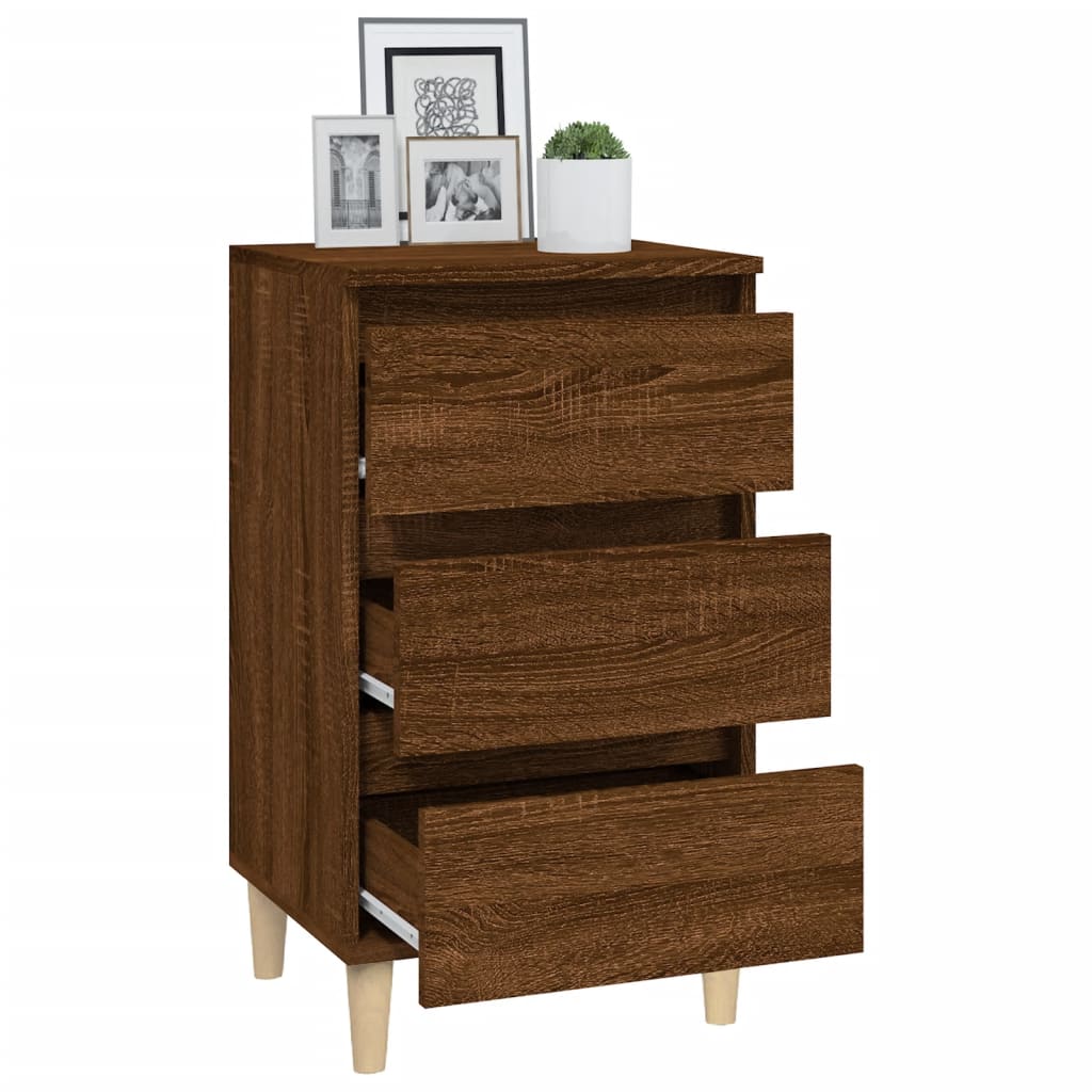Table de chevet chêne marron 40x35x70 cm bois d'ingénierie - XIOS