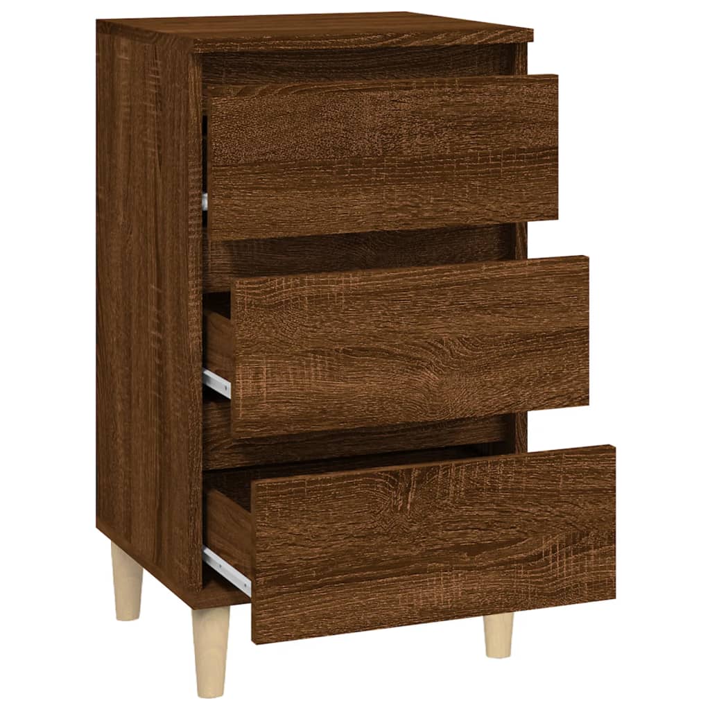 Table de chevet chêne marron 40x35x70 cm bois d'ingénierie - XIOS