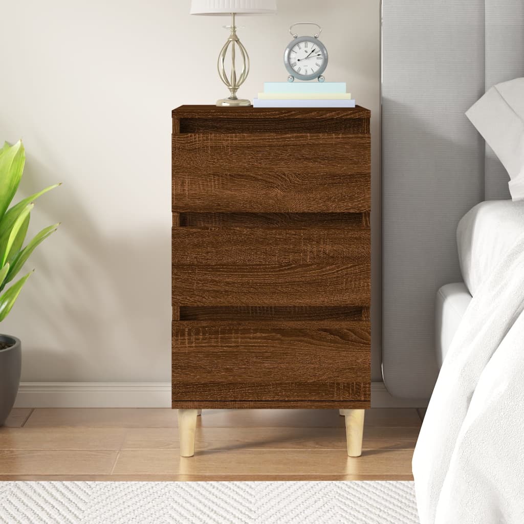 Table de chevet chêne marron 40x35x70 cm bois d'ingénierie - XIOS