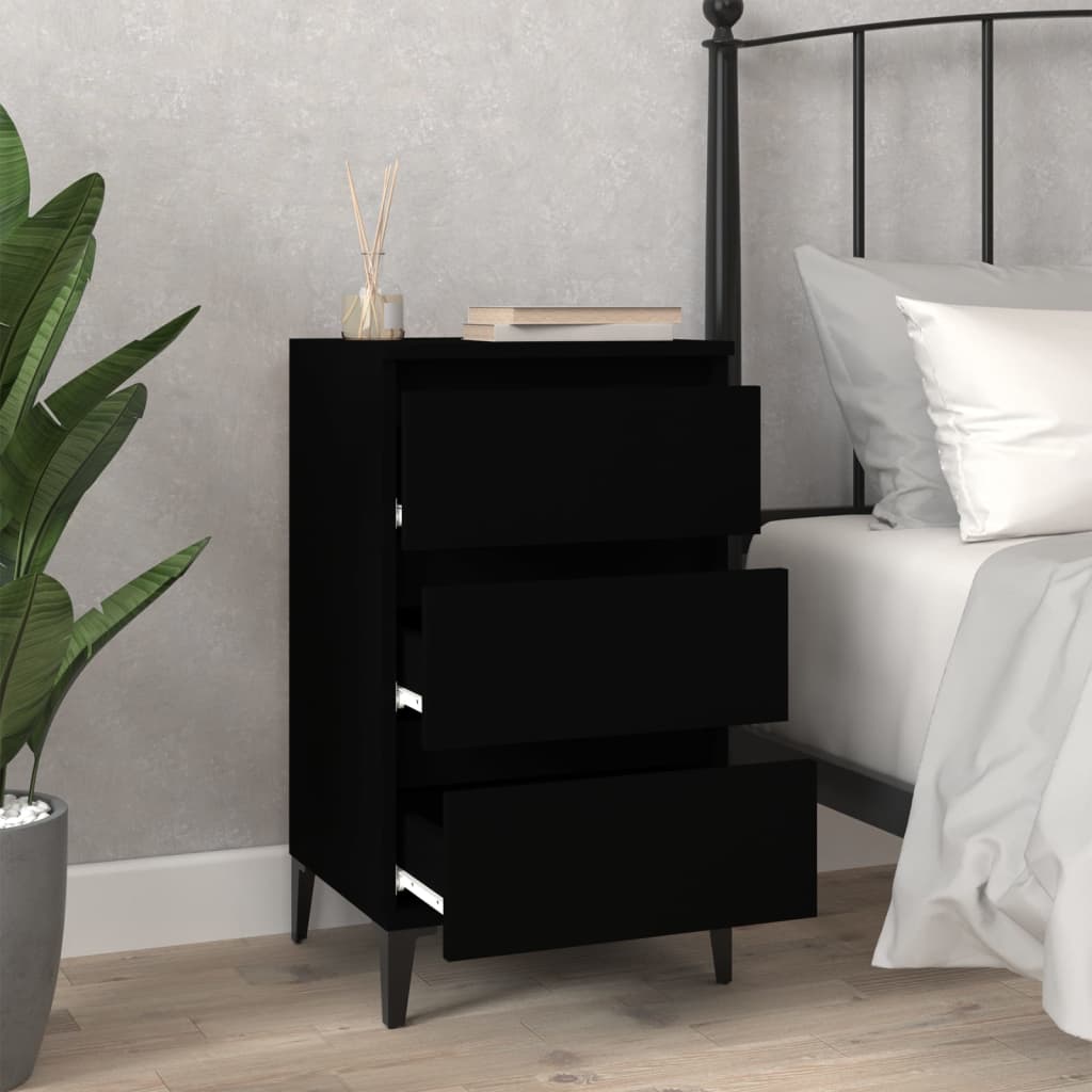 Table de chevet noir 40x35x70 cm bois d’ingénierie - XIOS