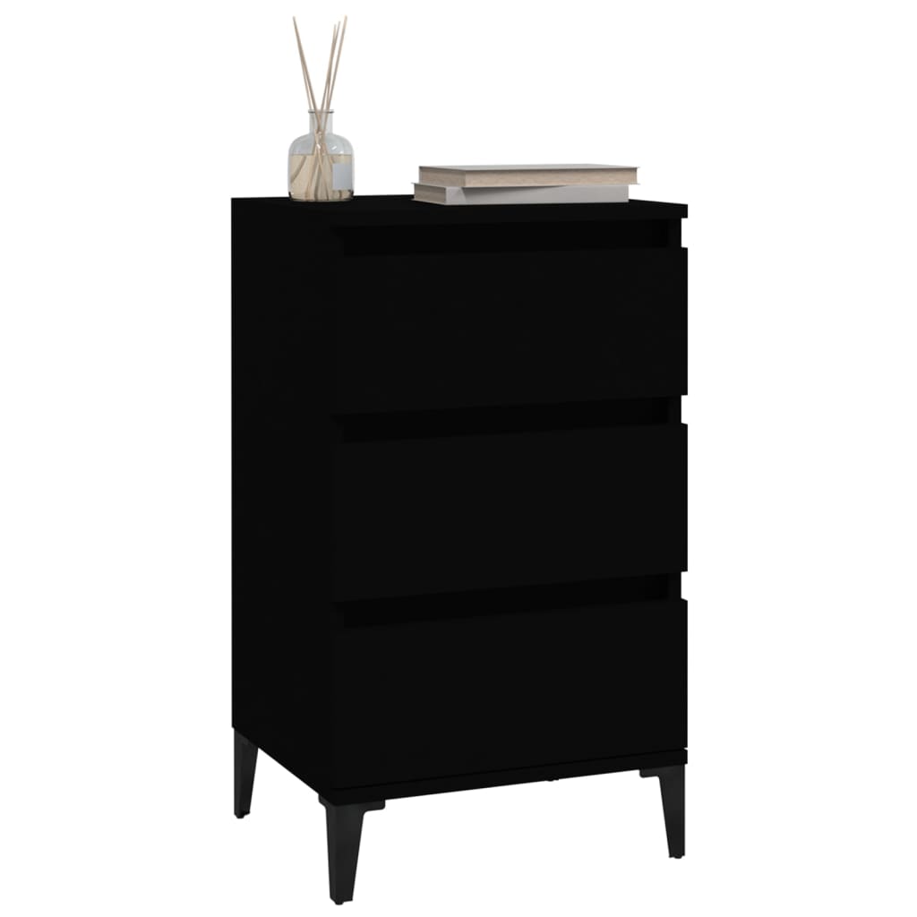 Table de chevet noir 40x35x70 cm bois d’ingénierie - XIOS